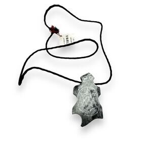 Turtle Carved Soapstone Necklace Ojibwa Native Canada PNW Inuit Pendant Kepoken